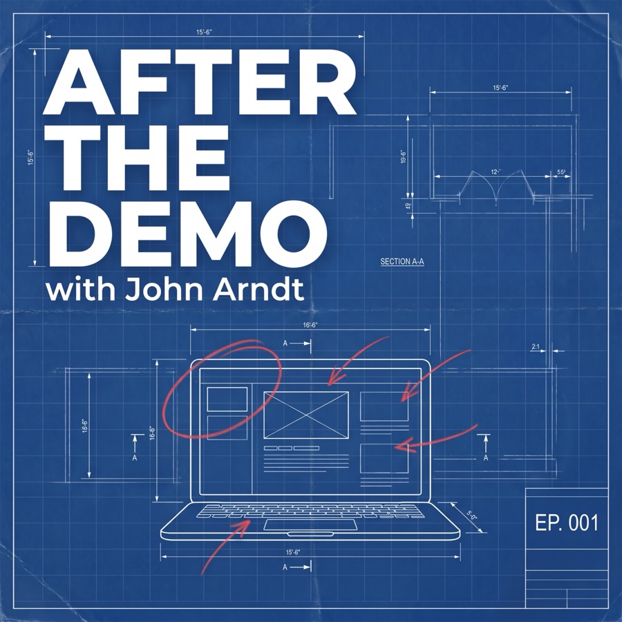 After the Demo with John Arndt, on a blue architectural drawing
